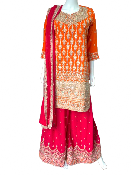 Deep marigold and raspberry magenta